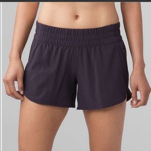 Lululemon ‘Tracker 4”’ Shorts, size 8; boysenberry